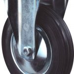 Kelfort Bokwiel met plaat 128mm, Zwart rubber loopvlak