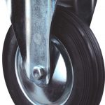 Kelfort Bokwiel met plaat 105mm, Zwart rubber loopvlak