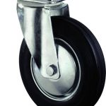 Kelfort Zwenkwiel met plaat 235mm, Zwart rubber loopvlak
