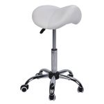 Alora Kappersfiets, barkruk, werkkruk, burostoel, zadelkruk, wit/chroom